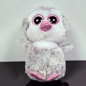 TY Beanie Boos Olive the Owl Grey Pink 6" Excellent Preowned Condition Fast Ship
